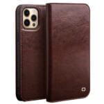 QIALINO For iPhone 13 Pro Case Genuine Cowhide Leather Stand Wallet Phone Cover