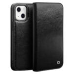 QIALINO For iPhone 13 Mini Cowhide Leather Wallet All-round Protection Phone Cover