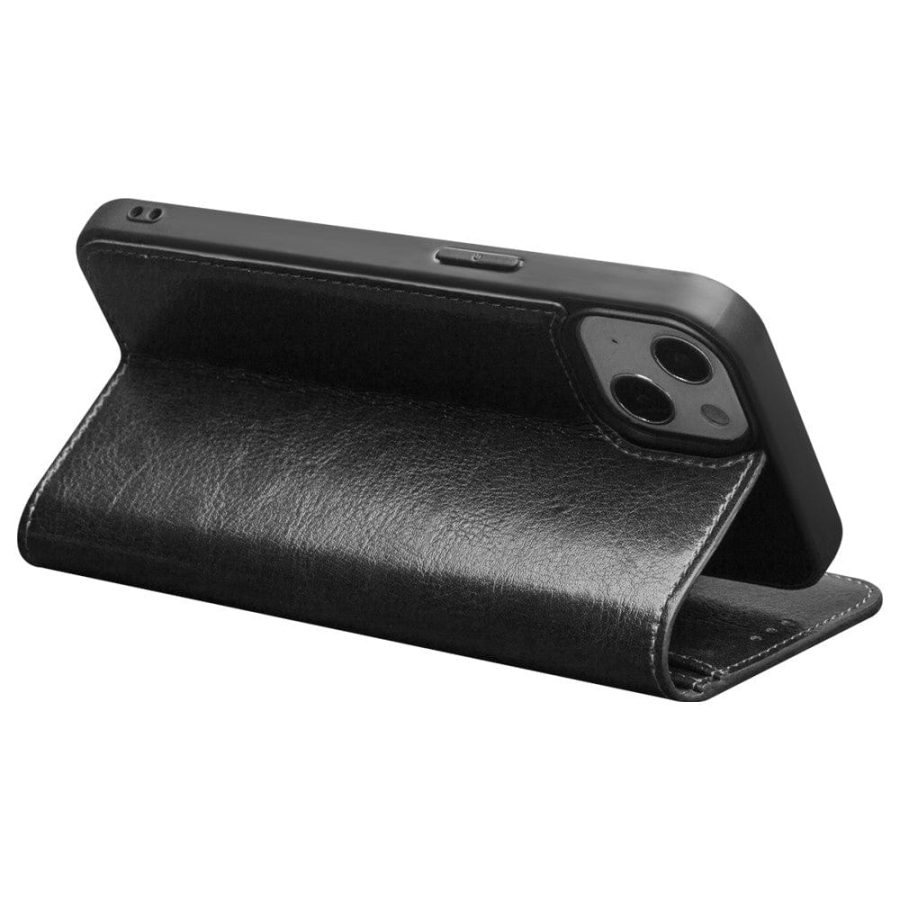 101129087A-3 QIALINO For iPhone 13 Mini Cowhide Leather Wallet All-round Protection Phone Cover