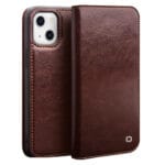 QIALINO For iPhone 13 Case Cowhide Leather Wallet Stand Phone Cover