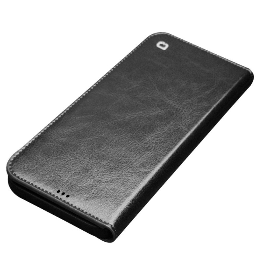 101129094A-4 QIALINO for iPhone 13 Pro Max Case Top Layer Cowhide Leather Stand Wallet Phone Cover