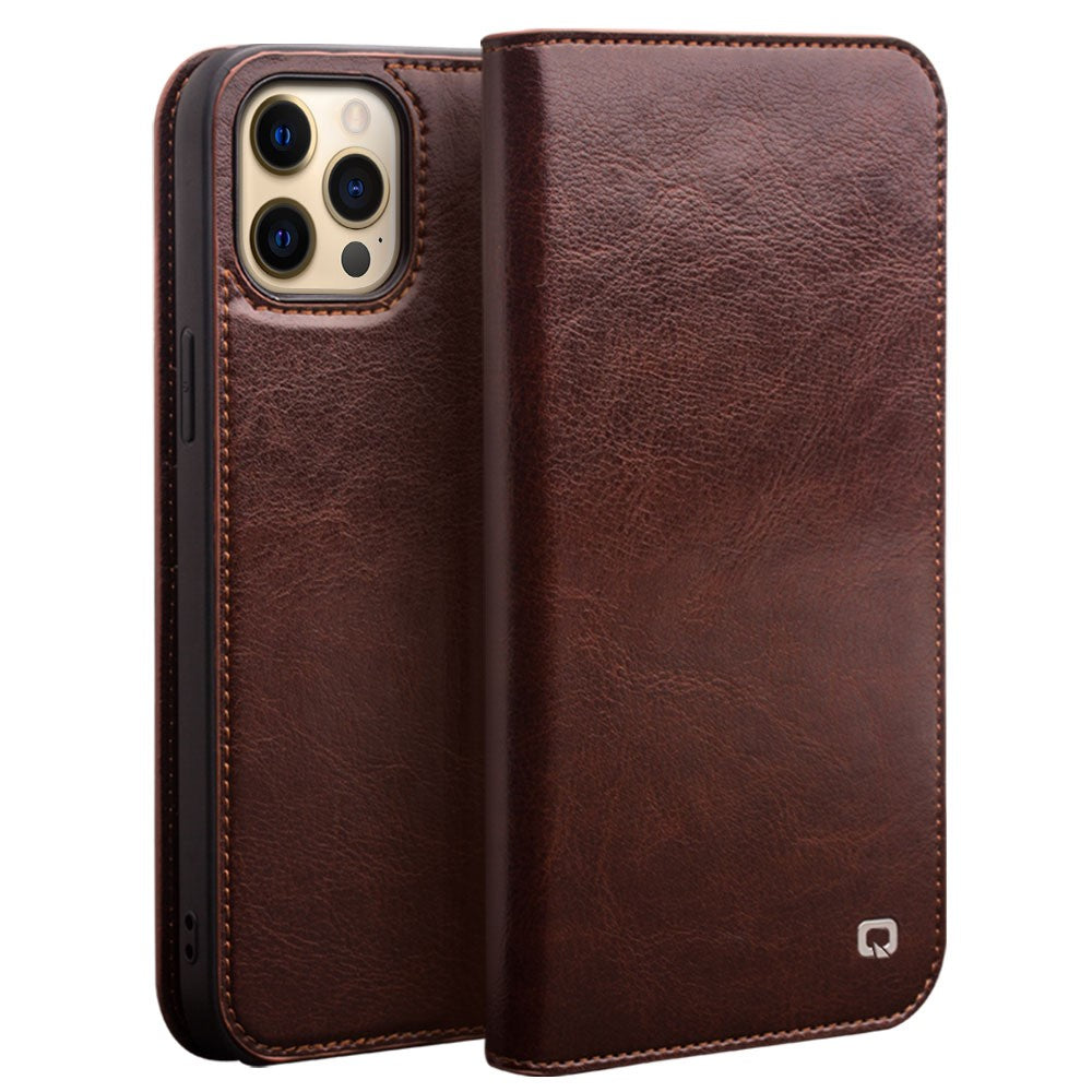 QIALINO for iPhone 13 Pro Max Case Top Layer Cowhide Leather Stand Wallet Phone Cover - Image 6