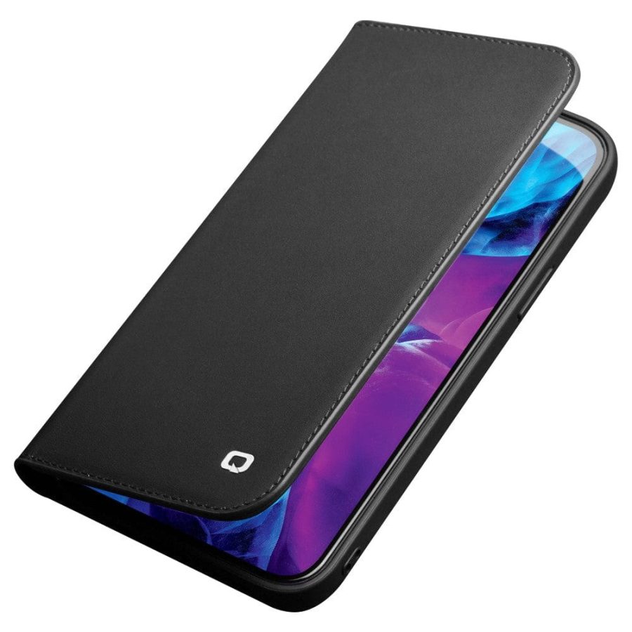 QIALINO for iPhone 13 Pro Max Case Flip Stand Wallet Cowhide Leather Cover