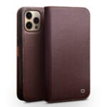 QIALINO for iPhone 13 Pro Max Case Flip Stand Wallet Cowhide Leather Cover