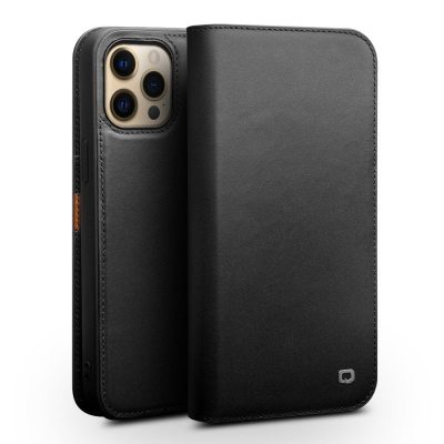 101129096A-1 QIALINO for iPhone 13 Pro Case Folio Cowhide Leather Stand Wallet Phone Cover