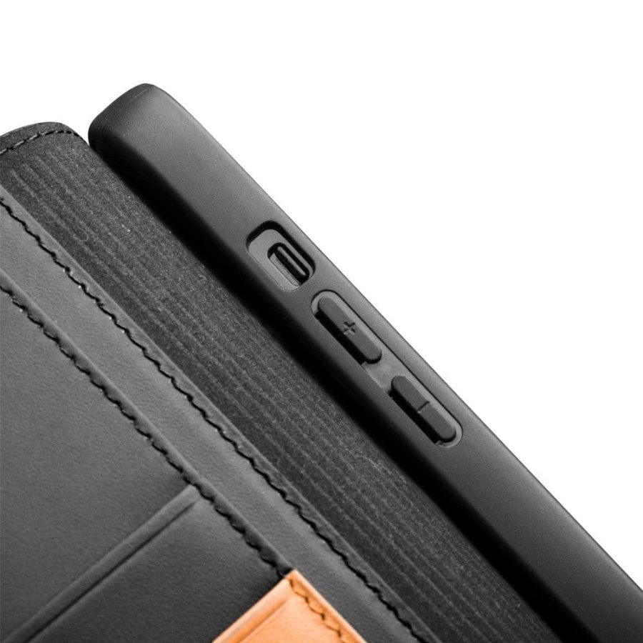 QIALINO for iPhone 13 Top Layer Cowhide Leather All-Round Protection Wallet Phone Cover with Stand