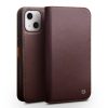 QIALINO for iPhone 13 Top Layer Cowhide Leather All-Round Protection Wallet Phone Cover with Stand