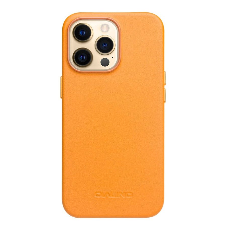 QIALINO For iPhone 13 Pro Genuine Cowhide Leather Phone Case | Compatible with MagSafe