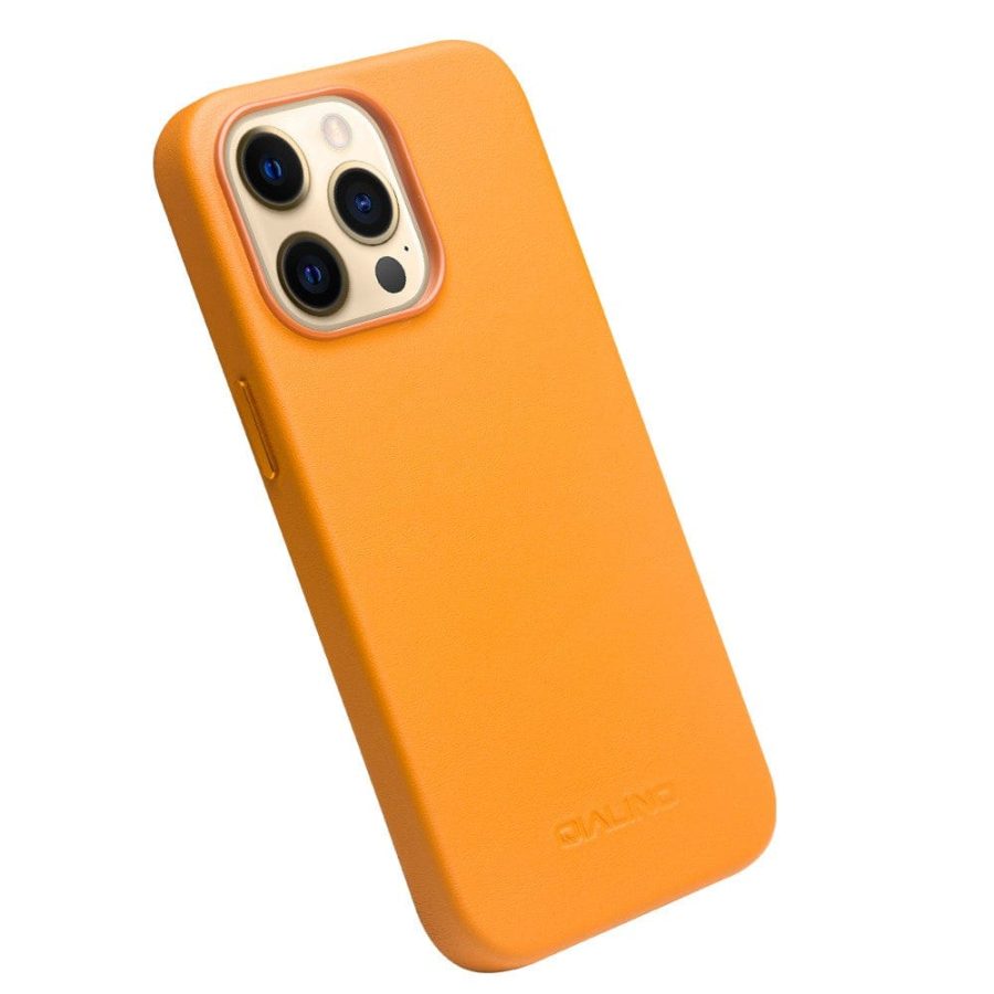 QIALINO For iPhone 13 Pro Genuine Cowhide Leather Phone Case | Compatible with MagSafe