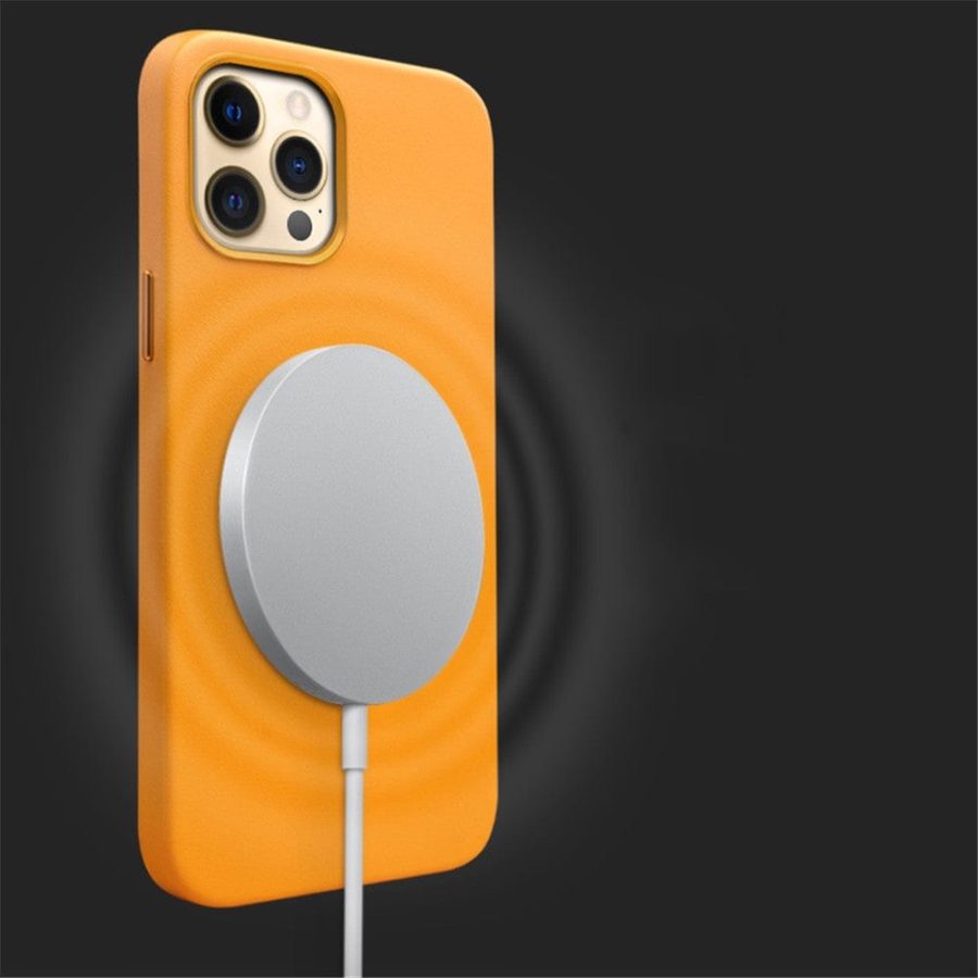 QIALINO For iPhone 13 Pro Genuine Cowhide Leather Phone Case | Compatible with MagSafe