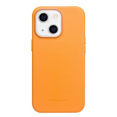 101129603B-1 QIALINO for iPhone 13 Magnetic Charging Cowhide Leather Coated Phone Cover