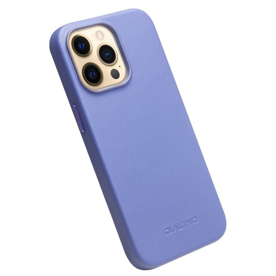 101129604A-5 QIALINO for iPhone 13 Pro Max Cowhide Leather Coated Protective Case Compatible with MagSafe