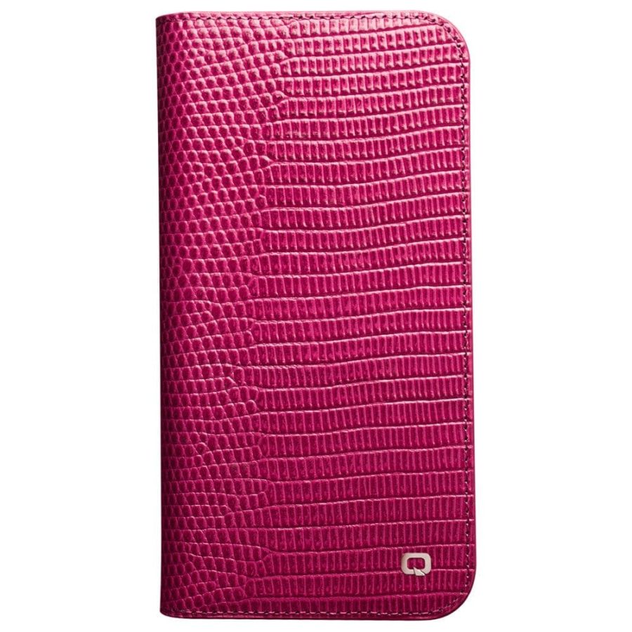 QIALINO for iPhone 13 Pro Case Scratch Resistant Wallet Stand Crocodile Texture Genuine Leather Anti-Shock Phone Cover