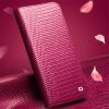 QIALINO for iPhone 13 Pro Case Scratch Resistant Wallet Stand Crocodile Texture Genuine Leather Anti-Shock Phone Cover