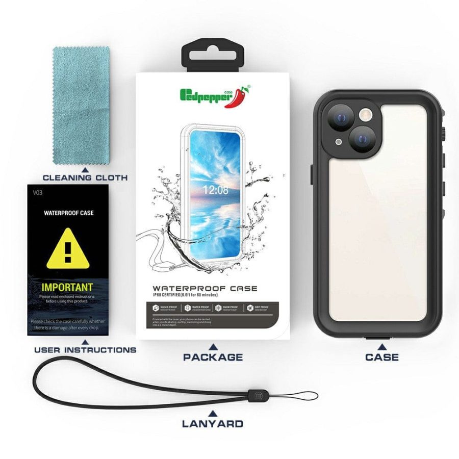 101130891A-11 REDPEPPER Dot+ Series for iPhone 13 Mini IP68 Waterproof Clear Phone Case