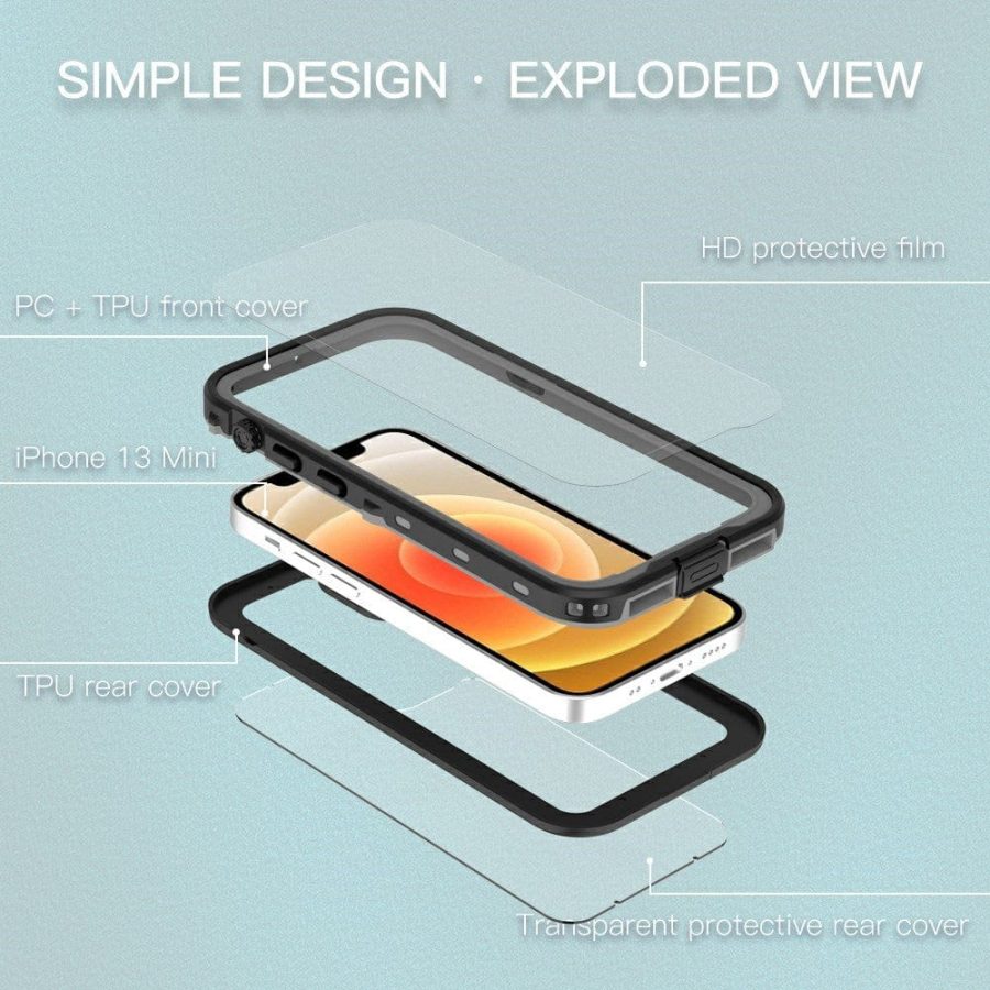 101130891A-5 REDPEPPER Dot+ Series for iPhone 13 Mini IP68 Waterproof Clear Phone Case