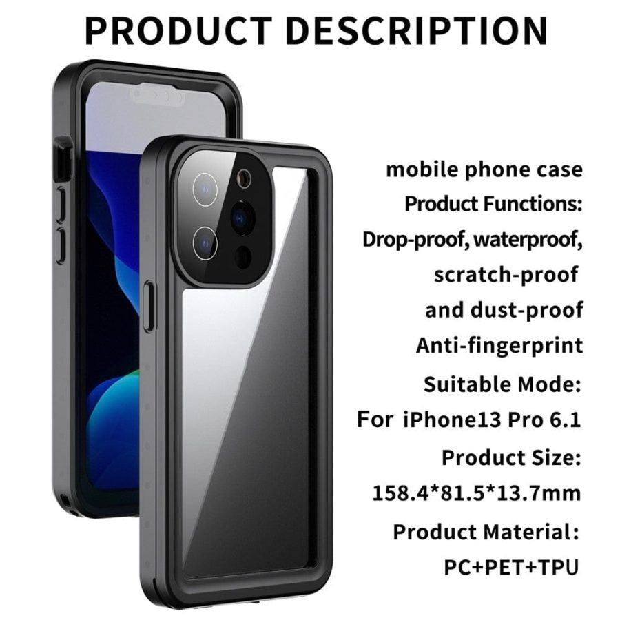 REDPEPPER PRO Series for iPhone 13 Pro IP68 Waterproof Shockproof Clear Phone Case