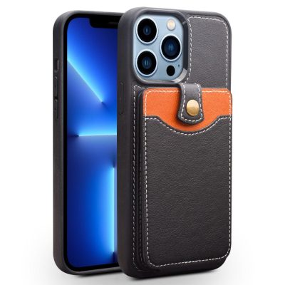 QIALINO for iPhone 13 Pro Case Business Style Card Slots Cowhide Leather Coated Phone Cover