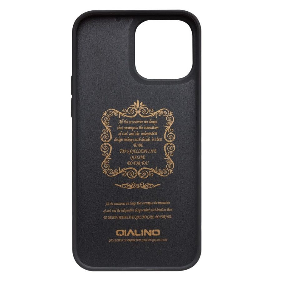 QIALINO for iPhone 13 Pro Case Business Style Card Slots Cowhide Leather Coated Phone Cover
