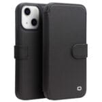 QIALINO for iPhone 13 Case Business Style Genuine Cowhide Leather Wallet Phone Cover