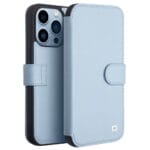 QIALINO for iPhone 13 Pro Business Style Genuine Cowhide Leather Wallet Cover Magnetic Clasp Phone Case