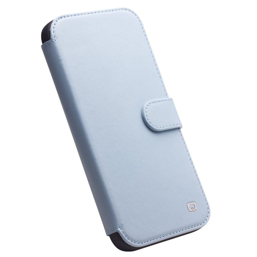 101131980A-4 QIALINO for iPhone 13 Mini Case Genuine Cowhide Leather Wallet Protective Phone Cover