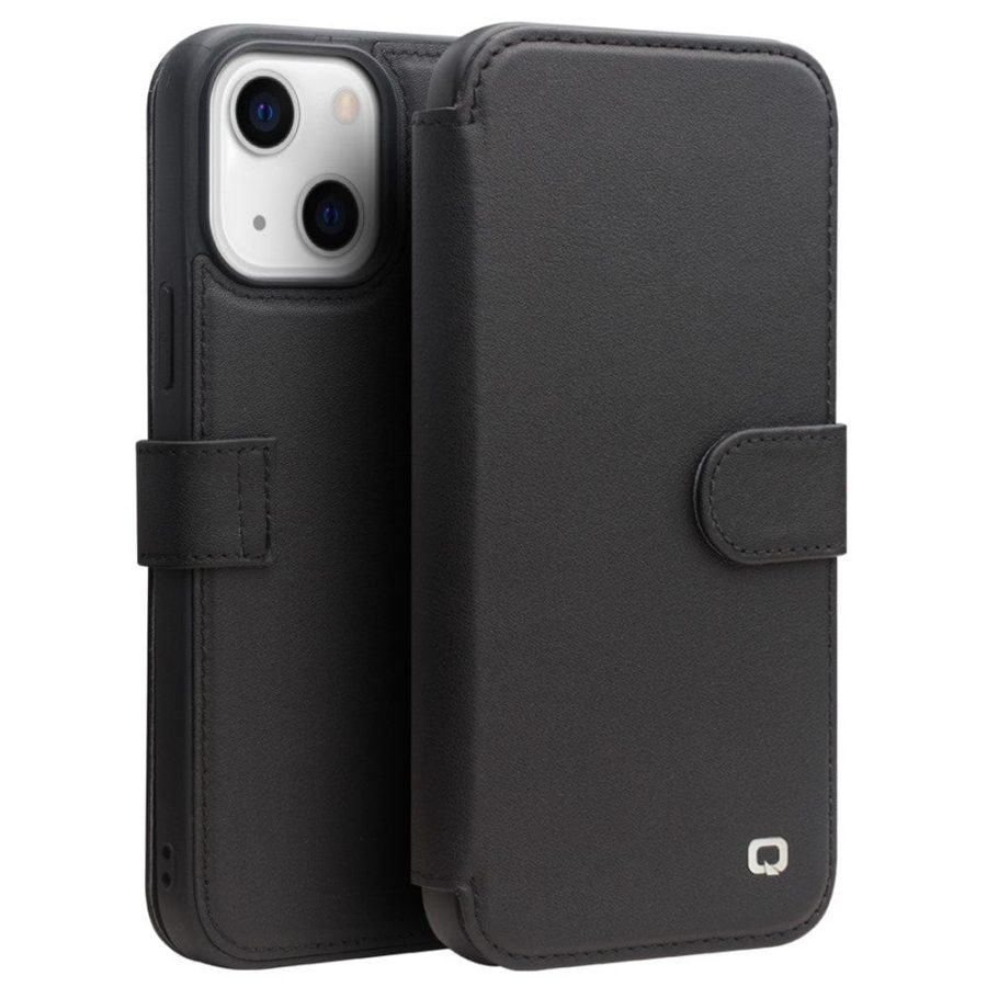 101131980B-1 QIALINO for iPhone 13 Mini Case Genuine Cowhide Leather Wallet Protective Phone Cover