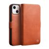 QIALINO for iPhone 13 Mini Case Anti-Fall Magnetic Closure Wallet Genuine Leather Phone Cover