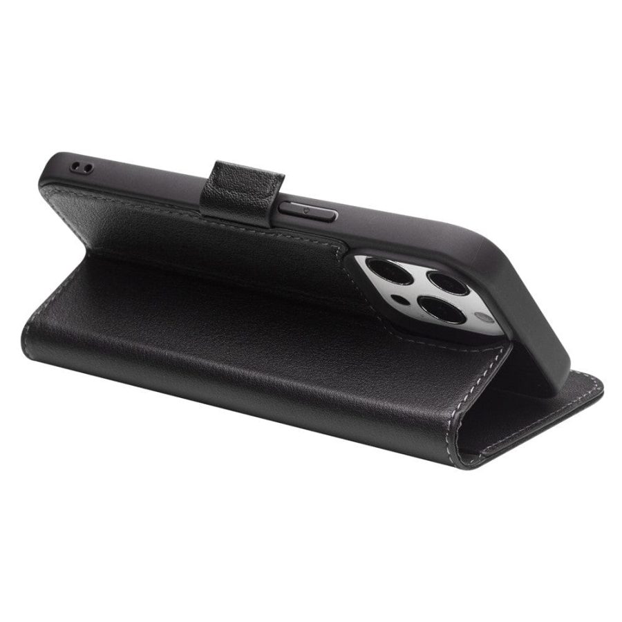 101132842A-3 QIALINO For iPhone 13 Pro Classic Cowhide Leather Case Wallet Stand Phone Cover