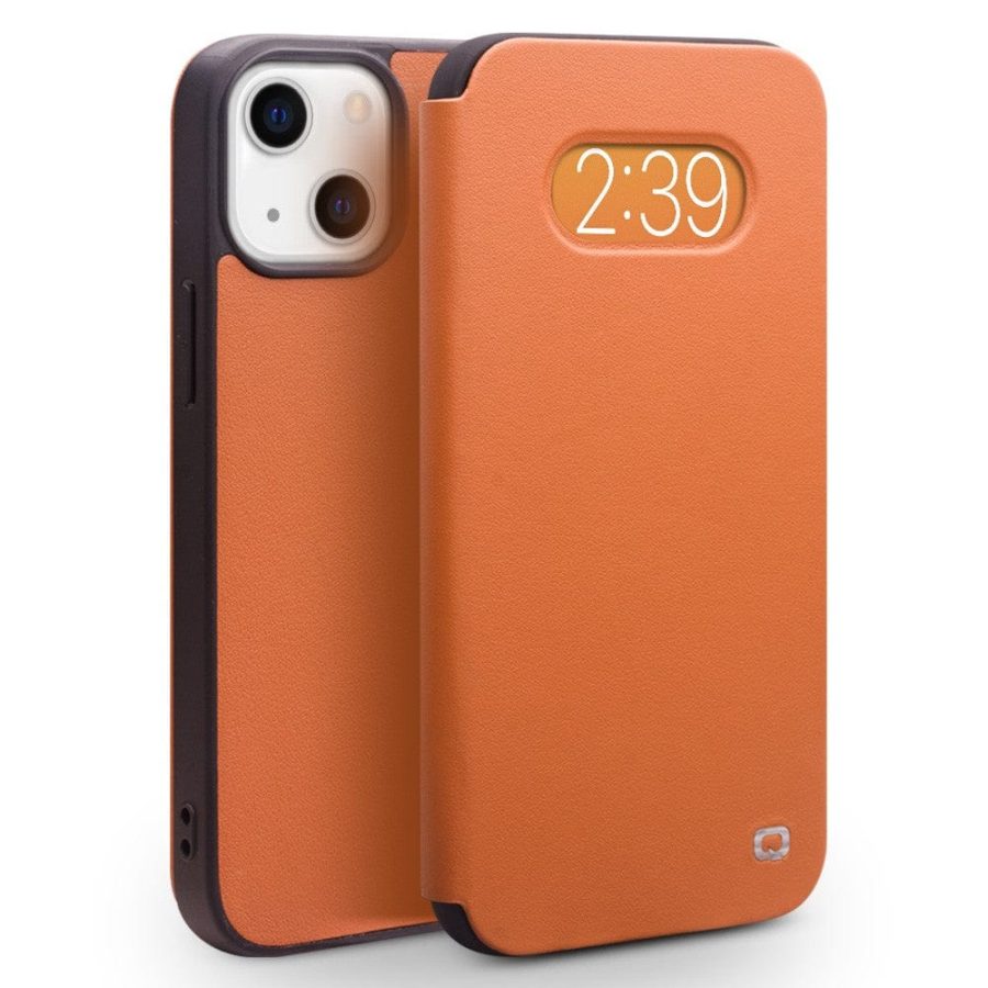 QIALINO for iPhone 13 Pro Max Case Ultra Thin Premium Genuine Leather Flip Cover