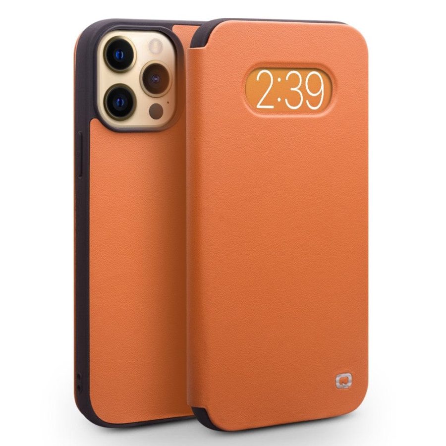 QIALINO for iPhone 13 Pro Case Ultra Thin Premium Genuine Leather Flip Cover