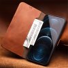 101132998A-3 QIALINO for iPhone 12 Mini Case Magnetic Clasp Genuine Leather Wallet Stand Phone Cover