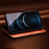 QIALINO for iPhone 12 Case Magnetic Clasp Genuine Leather Wallet Stand Phone Cover
