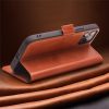 QIALINO for iPhone 12 Case Magnetic Clasp Genuine Leather Wallet Stand Phone Cover
