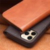 QIALINO for iPhone 12 Case Magnetic Clasp Genuine Leather Wallet Stand Phone Cover