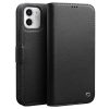 QIALINO for iPhone 12 Case Magnetic Clasp Genuine Leather Wallet Stand Phone Cover