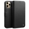 101133000B-1 QIALINO for iPhone 12 Pro Case Magnetic Clasp Genuine Leather Wallet Stand Phone Cover