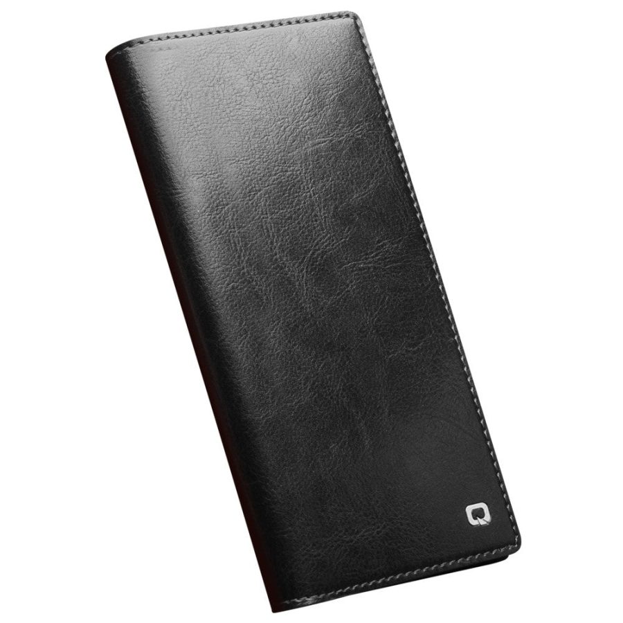 QIALINO For Samsung Galaxy S22 Ultra Wallet Case Waxy Genuine Leather Flip Phone Cover
