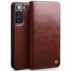 QIALINO For Samsung Galaxy S22+ Wallet Case Waxy Genuine Leather Flip Phone Cover