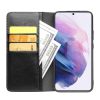QIALINO for Samsung Galaxy S22 Wallet Case Waxy Genuine Leather Flip Phone Cover