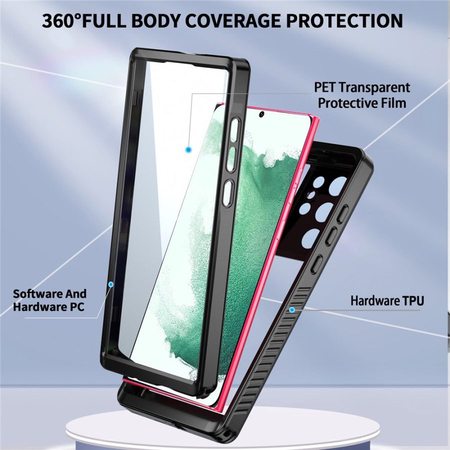 101244326A-9 REDPEPPER FS Series for Samsung Galaxy S22 Ultra IP68 Waterproof Case Full Protection Clear Phone Cover
