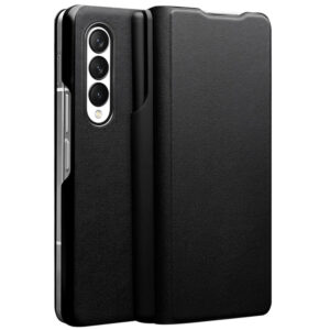 QIALINO For Samsung Galaxy Z Fold3 Case Nappa Texture Genuine Leather Flip Phone Cover with Pen Holder