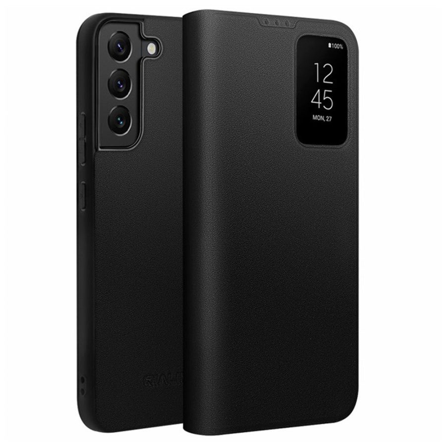 QIALINO For Samsung Galaxy S22 Case Smart View Window Genuine Cowhide Leather Flip Cover