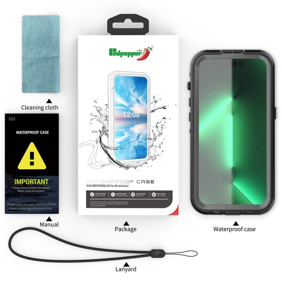 660108798B-16 REDPEPPER Dot+ Series for iPhone 14 Pro IP68 Waterproof Clear Phone Case | Compatible with MagSafe