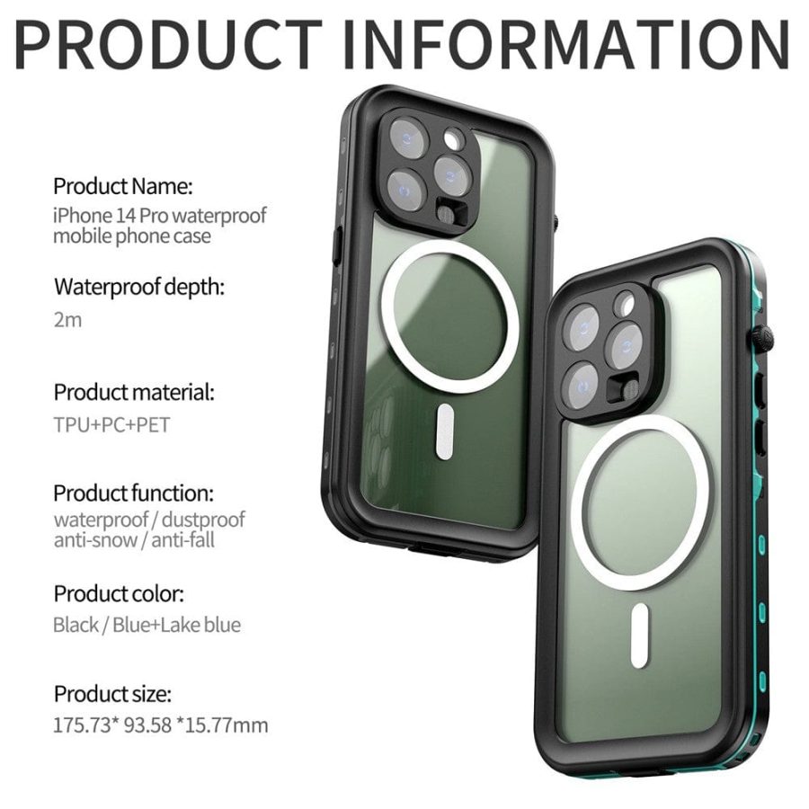660108798B-3 REDPEPPER Dot+ Series for iPhone 14 Pro IP68 Waterproof Clear Phone Case | Compatible with MagSafe