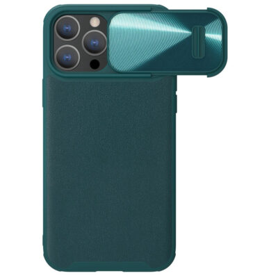 NILLKIN For iPhone 13 Pro Max PU Leather Coated Case Slide Camera Cover Anti-drop Phone Protector