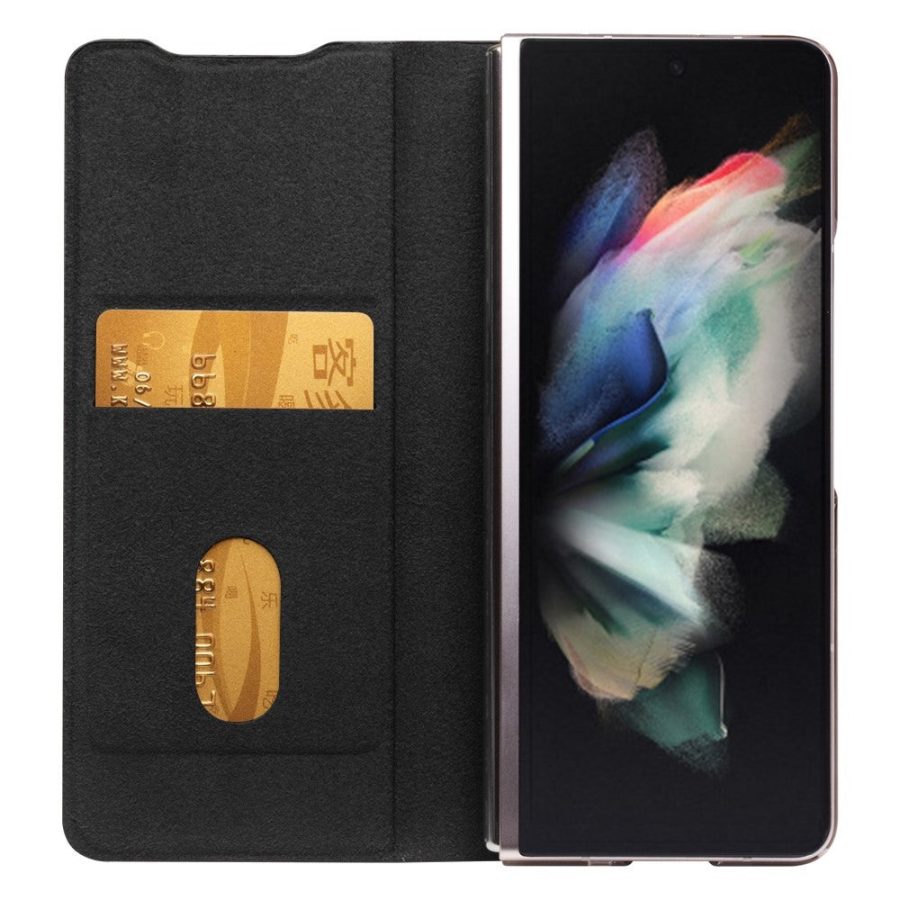 660109465A-4 QIALINO For Samsung Galaxy Z Fold3 Wallet Case Genuine Leather Stand Flip Phone Cover