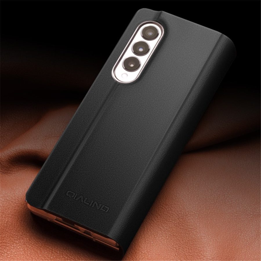 660109465A-7 QIALINO For Samsung Galaxy Z Fold3 Wallet Case Genuine Leather Stand Flip Phone Cover