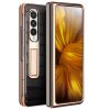 660109466A-1 QIALINO For Samsung Galaxy Z Fold3 Case Crocodile Texture Genuine Leather Kickstand Electroplating Cover with Tempered Glass