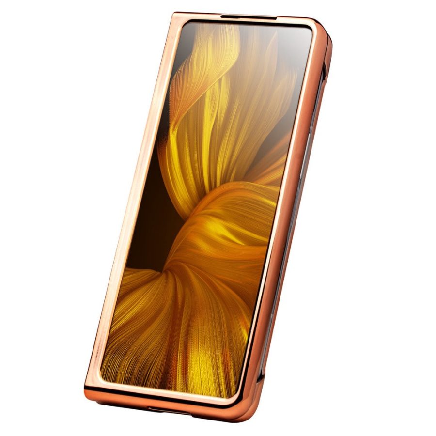 660109466A-4 QIALINO For Samsung Galaxy Z Fold3 Case Crocodile Texture Genuine Leather Kickstand Electroplating Cover with Tempered Glass